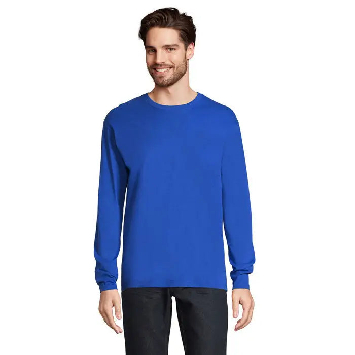 Tricou bărbați monarch 150g albastru regal vibrant mânecă lungă din bumbac cu guler rotund