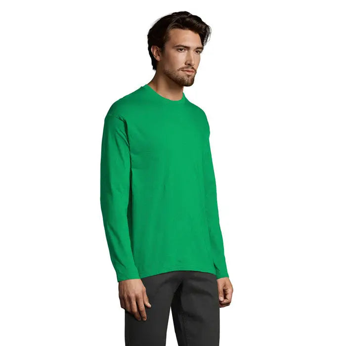 Tricou bărbați monarch 150g vibrant verde cu mâneci lungi și guler rotund din material confortabil