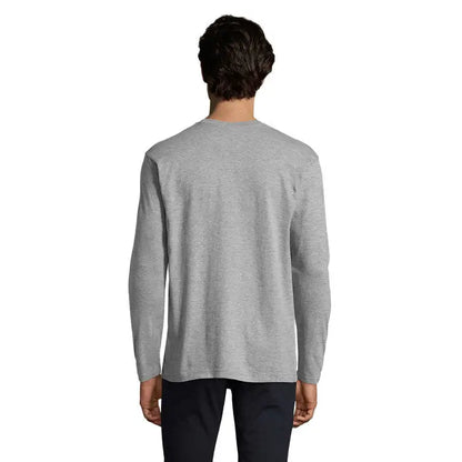 Tricou bărbați monarch 150g gri melanj cu mânecă lungă și guler rotund din material ușor și confortabil
