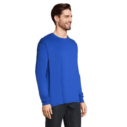 Tricou bărbați monarch 150g albastru regal vibrant mânecă lungă de bumbac cu guler rotund