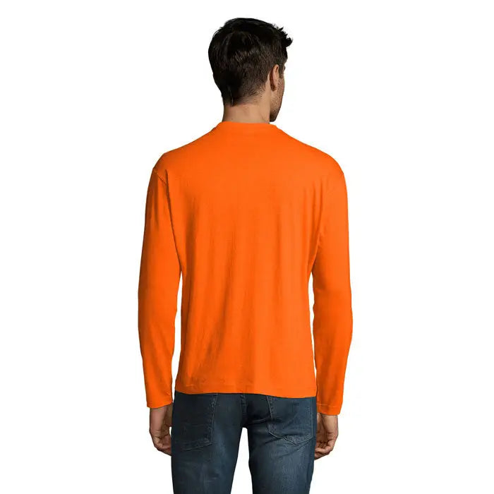 Tricou bărbați monarch 150g mânecă lungă portocaliu aprins guler rotund din bumbac moale