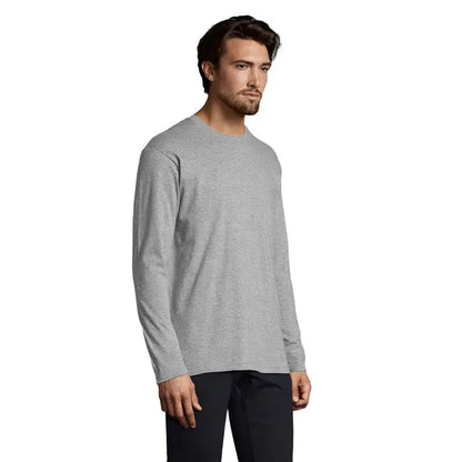 Tricou bărbați monarch 150g heather gri mânecă lungă bărbătesc din bumbac cu guler rotund