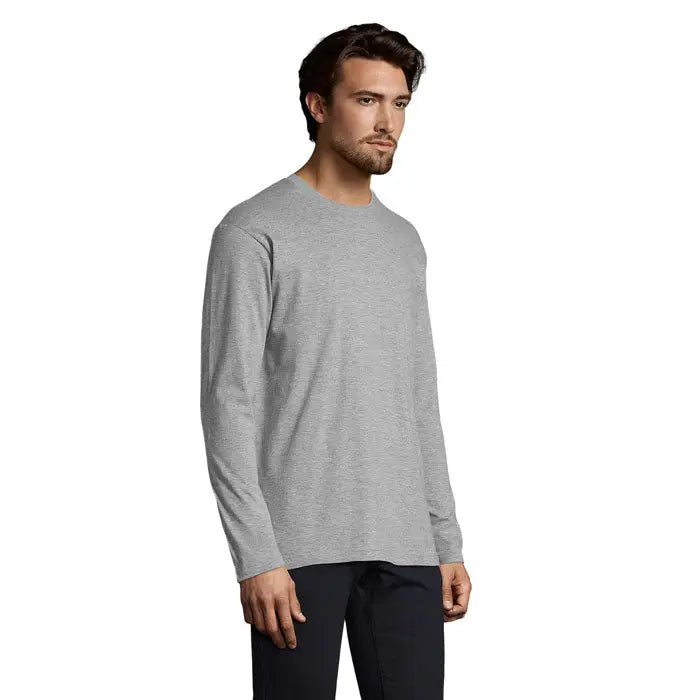 Tricou bărbați monarch 150g heather gri cu mâneci lungi și guler rotund din material moale și rezistent