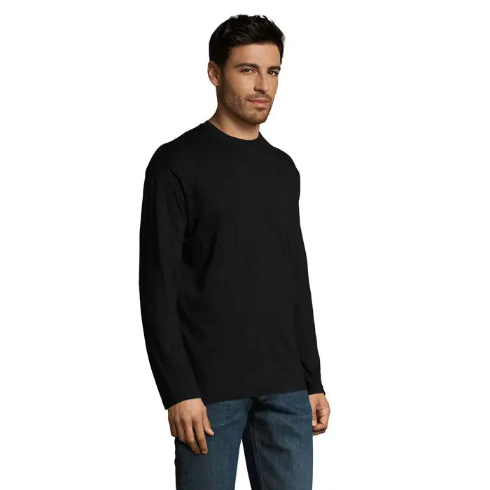 Tricou barbati monarch 150g negru cu maneci lungi si guler rotund din bumbac durabil