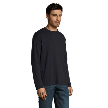 Tricou bărbați monarch 150g negru mânecă lungă guler rotund din bumbac pentru uz casual
