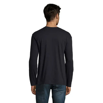 Tricou bărbați monarch 150g negru cu mâneci lungi și guler rotund din bumbac moale