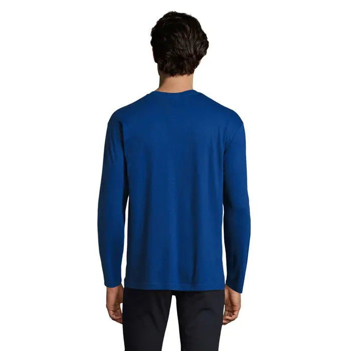 Tricou bărbați monarch 150g albastru regal mânecă lungă cu decolteu rotund din material solid