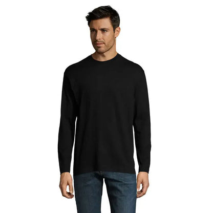 Tricou bărbați monarch 150g pulover negru cu mâneci lungi și gât rotund din bumbac