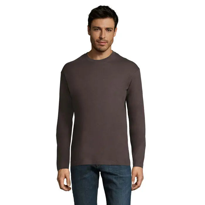 Un pulover barbatesc tricou barbati monarch 150g cu maneci lungi, guler rotund, gri inchis, material usor