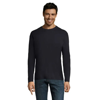 Tricou bărbați monarch 150g negru cu mâneci lungi și guler rotund din material confortabil
