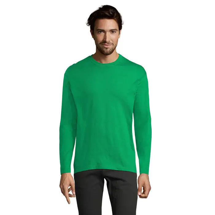 Tricou bărbați monarch 150g verde vibrant cu mâneci lungi și guler rotund din material ușor și confortabil