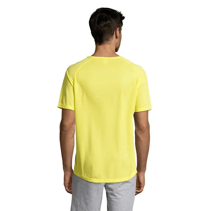 Tricou bărbați sportiv galben cu mâneci scurte raglan din material ușor pentru activități atletice