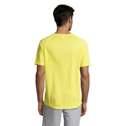 Tricou bărbați sportiv galben cu mâneci scurte raglan din material ușor pentru activități atletice