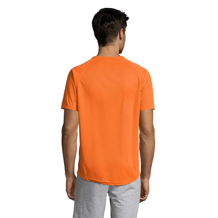 Tricou bărbați sportiv portocaliu strălucitor cu mâneci scurte raglan și guler rotund pentru antrenament
