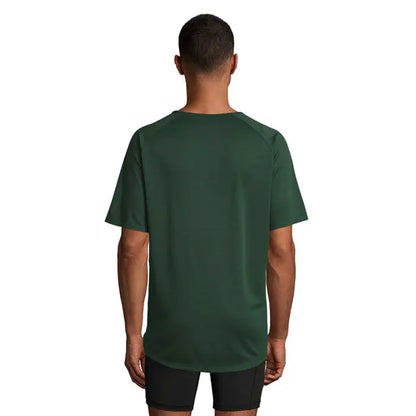 Tricou bărbați sportiv verde închis cu mâneci scurte raglan și decolteu rotund pentru activități sportive
