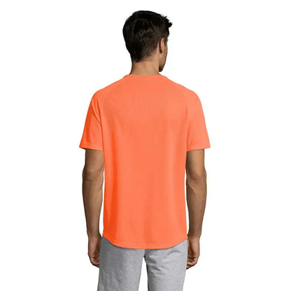 Tricou bărbați sportiv portocaliu vibrant cu mâneci scurte, guler rotund clasic și cusături subtile