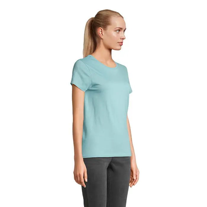 Tricou crusader femeie 150g soft teal cu mâneci scurte și decolteu rotund simplu din bumbac ușor