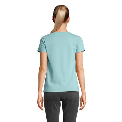 Tricou crusader femeie 150g de dama, culoare teal moale, maneci scurte si decolteu rotund simplu