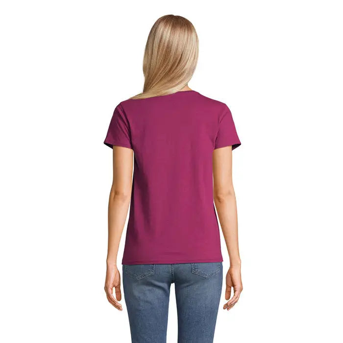 Tricou crusader femeie 150g magenta din bumbac cu mâneci scurte și decolteu simplu rotund