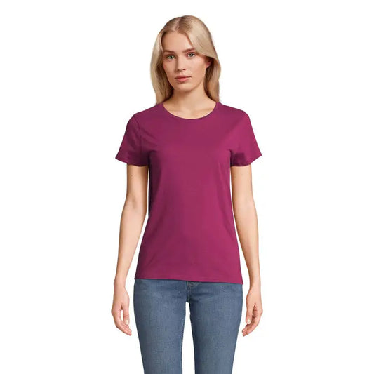 Tricou crusader femeie 150g magenta solid cu mâneci scurte și decolteu rotund din material ușor