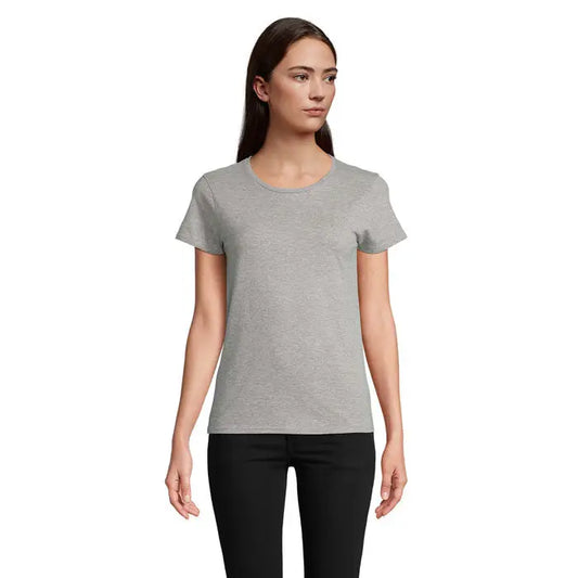 Tricou crusader femeie heather gri cu mâneci scurte și guler rotund clasic din bumbac 150g