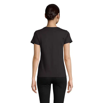 Tricou crusader femeie negru cu mâneci scurte guler rotund simplu și material neted 150g
