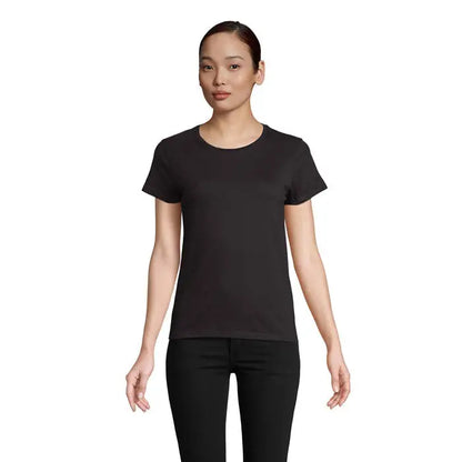 Tricou femeie crusader negru maneci scurte guler rotund 150g material usor si comod