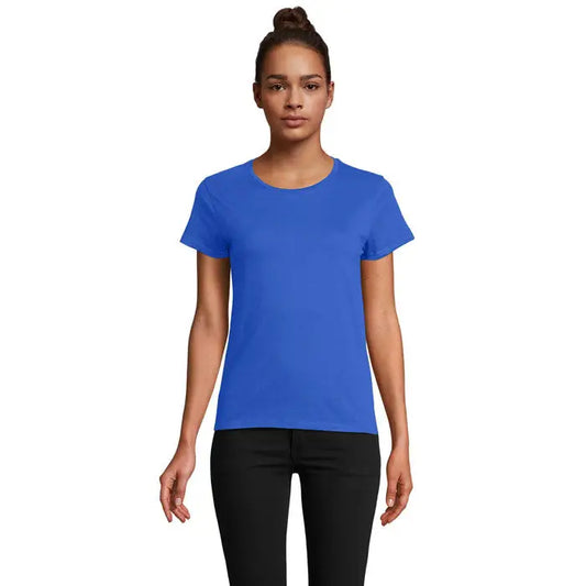 Tricou crusader femeie 150g vibrant albastru regal cu mânecă scurtă și guler rotund clasic din bumbac