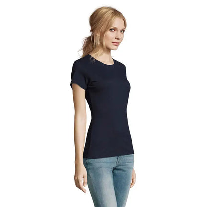 Tricou imperial femeie 190g bleumarin cu mâneci scurte și croială fitted din bumbac de calitate