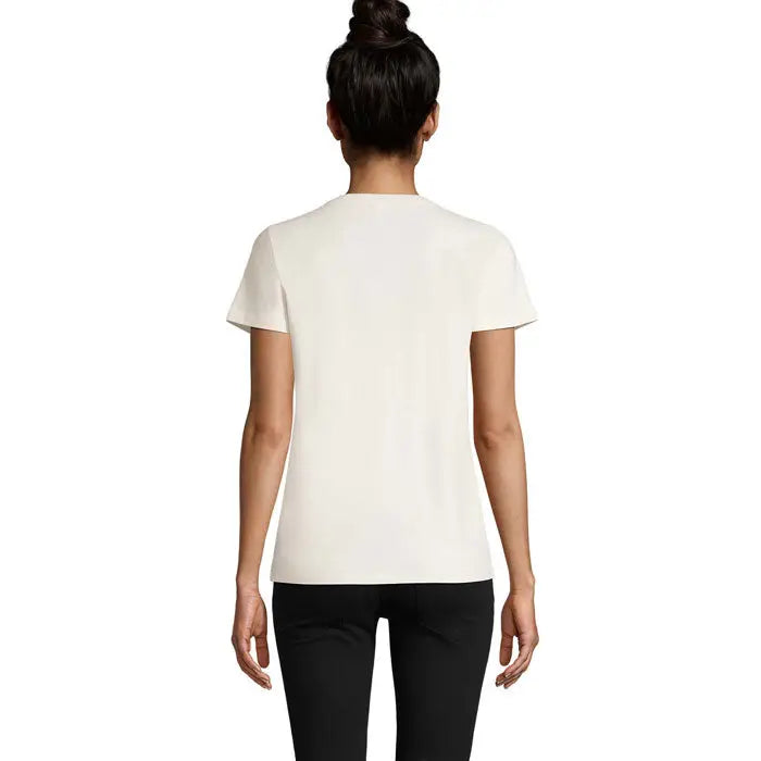 Tricou imperial femeie 190g crem cu maneci scurte si decolteu rotund din material fin si neted