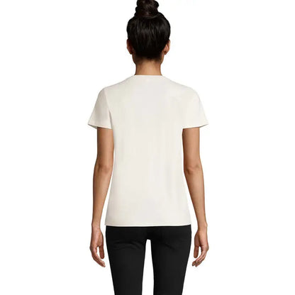 Tricou imperial femeie 190g crem cu maneci scurte si decolteu rotund din material fin si neted