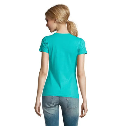 Tricou imperial femeie 190g teal cu mâneci scurte și decolteu rotund simplu pentru uz casual