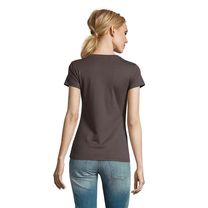 Tricou imperial femeie 190g gri închis cu mâneci scurte, decolteu rotund simplu și croială lejeră