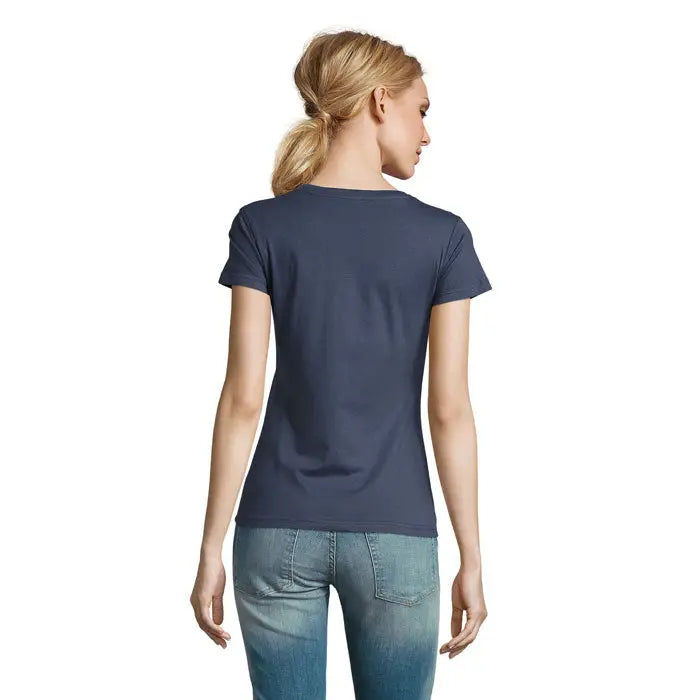 Tricou imperial femeie 190g bleumarin cu maneci scurte si decolteu rotund din bumbac moale