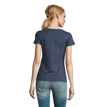 Tricou imperial femeie 190g albastru închis cu mâneci scurte și decolteu rotund din bumbac ușor