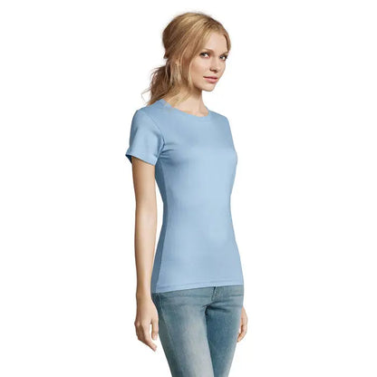 Tricou imperial femeie 190g albastru deschis cu mâneci scurte din bumbac pentru uz casual