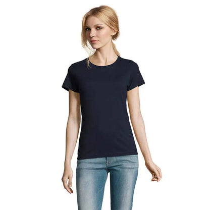 Tricou imperial femeie 190g albastru închis cu mâneci scurte și design minimalist pentru femei