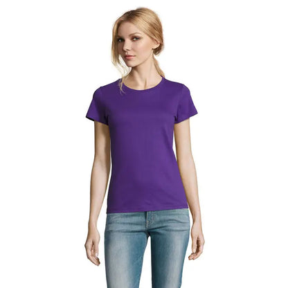 Tricou imperial femeie purple cu mâneci scurte și guler rotund din bumbac 190g