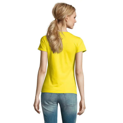Tricou femeie imperial 190g de culoare galben intens cu mâneci scurte din material textil ușor