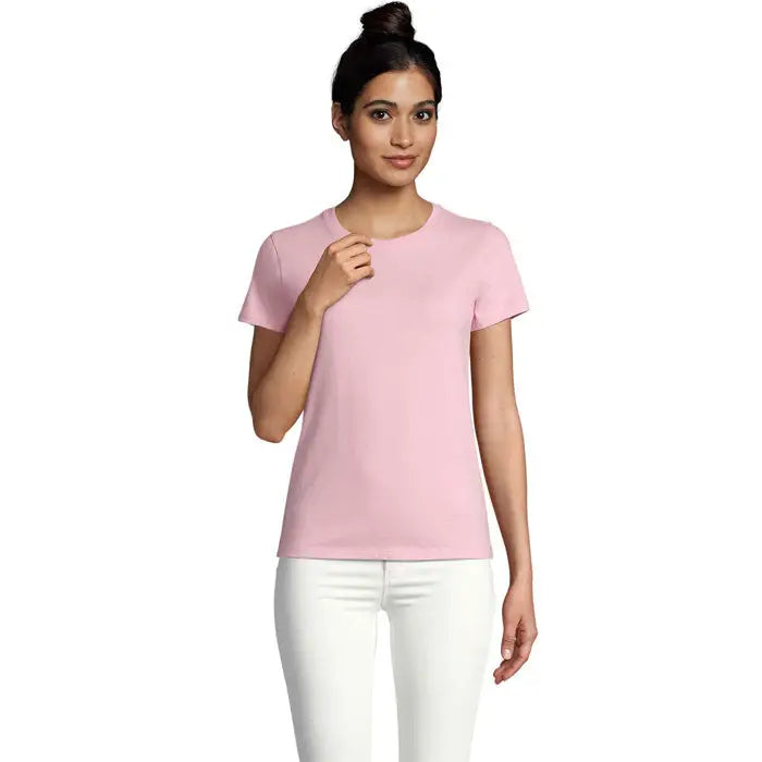 Tricou imperial femeie 190g roz pal cu mâneci scurte și finisaj neted al țesăturii