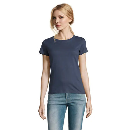 Tricou imperial femeie 190g bleumarin cu mâneci scurte și gât rotund din bumbac ușor