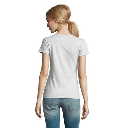 Tricou imperial femeie 190g de dama gri melanj cu maneci scurte si decolteu rotund clasic din material moale
