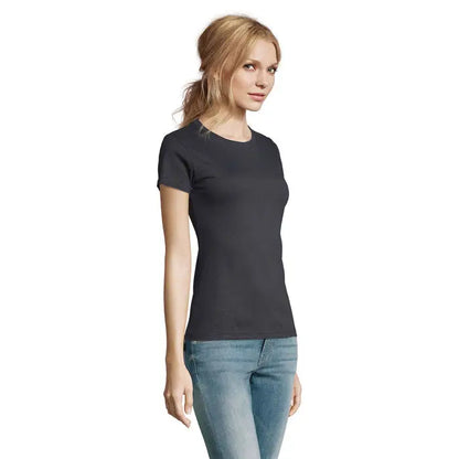 Tricou imperial femeie negru cu mâneci scurte, guler rotund și croială mulată din bumbac 190g