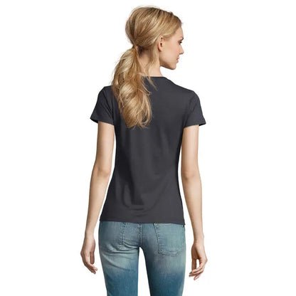 Tricou imperial femeie 190g negru cu maneci scurte si decolteu rotund simplu din bumbac