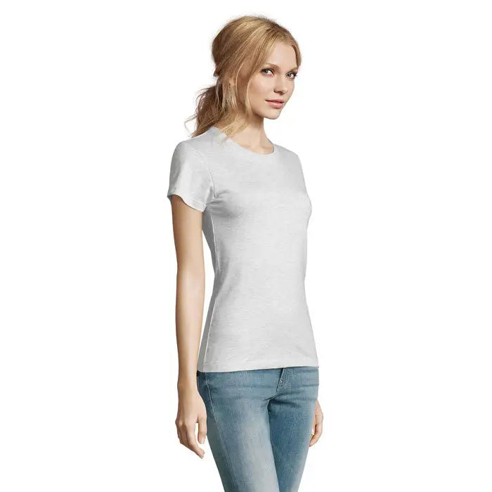 Tricou imperial femeie 190g simplu, gri deschis, mâneci scurte, guler rotund clasic din material ușor