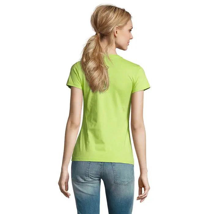 Tricou imperial femeie 190g lime verde vibrant din bumbac cu mâneci scurte și guler rotund clasic