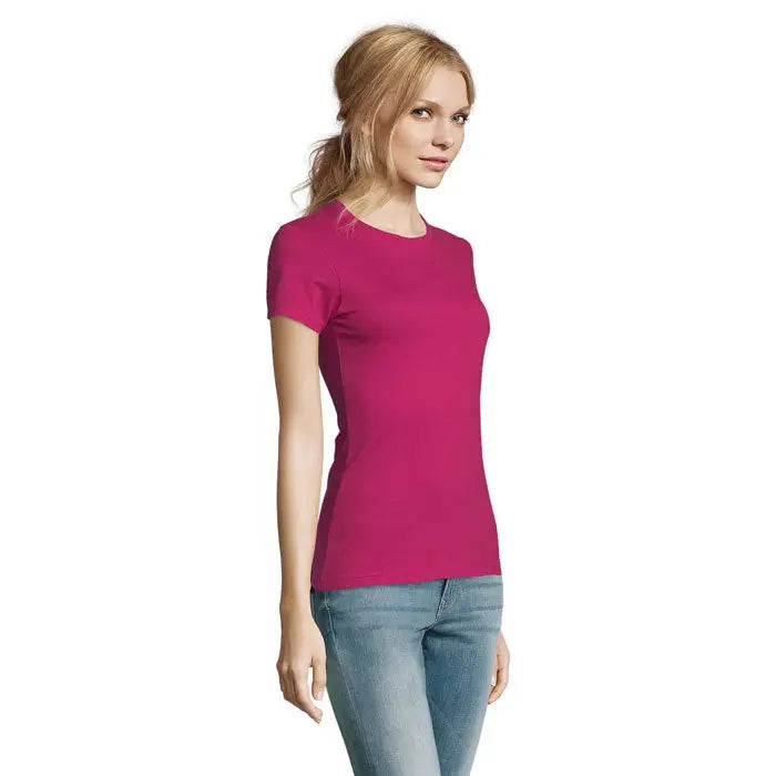 Tricou imperial femeie 190g vibrant fuchsia cu mâneci scurte și material neted elastik pentru femei