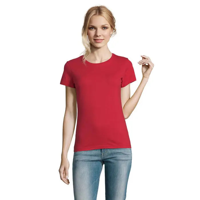 Tricou imperial femeie 190g roșu vibrant cu mânecă scurtă și material neted pentru ținute casual