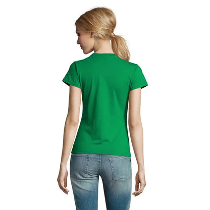 Tricou imperial femeie 190g verde vibrant cu mâneci scurte și guler clasic din bumbac