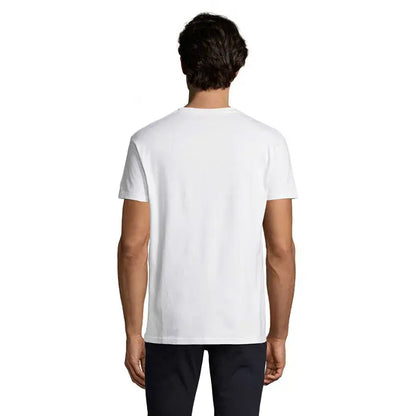Tricou IMPERIAL MEN 190g alb din bumbac cu guler rotund clasic si maneci scurte